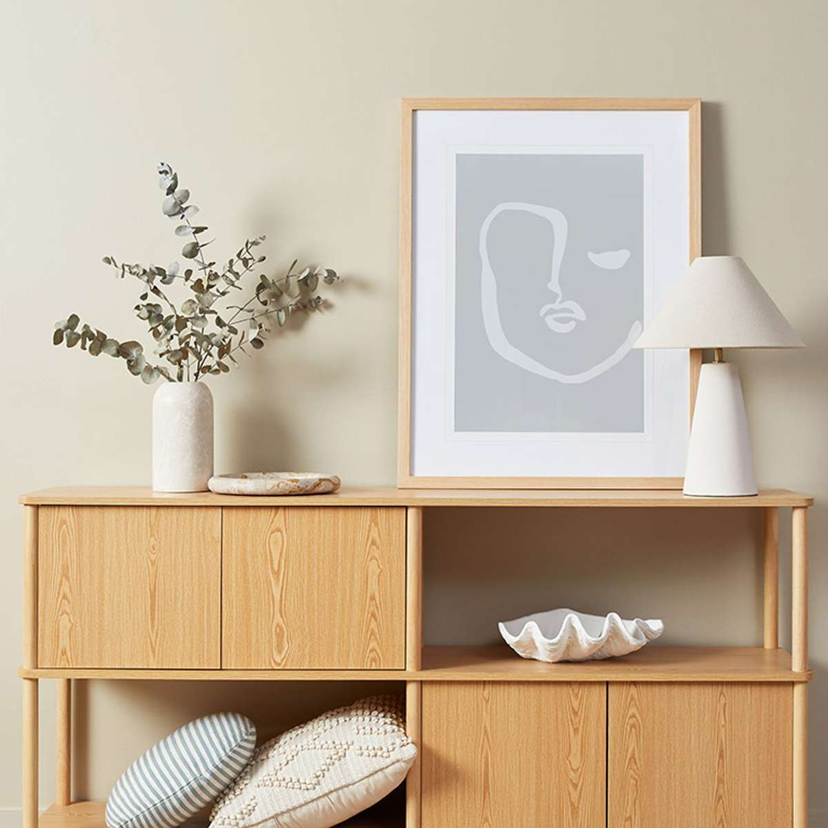 Eden Low Shelf With Storage - Natural