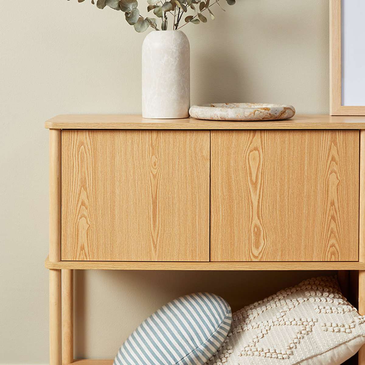 Eden Low Shelf With Storage - Natural