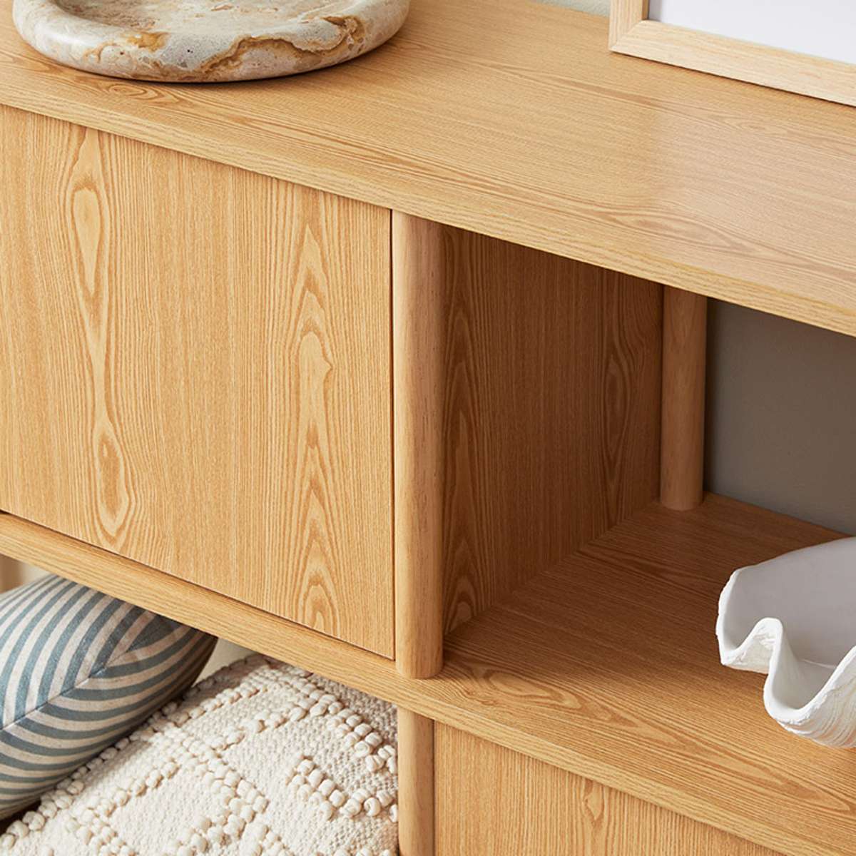 Eden Low Shelf With Storage - Natural