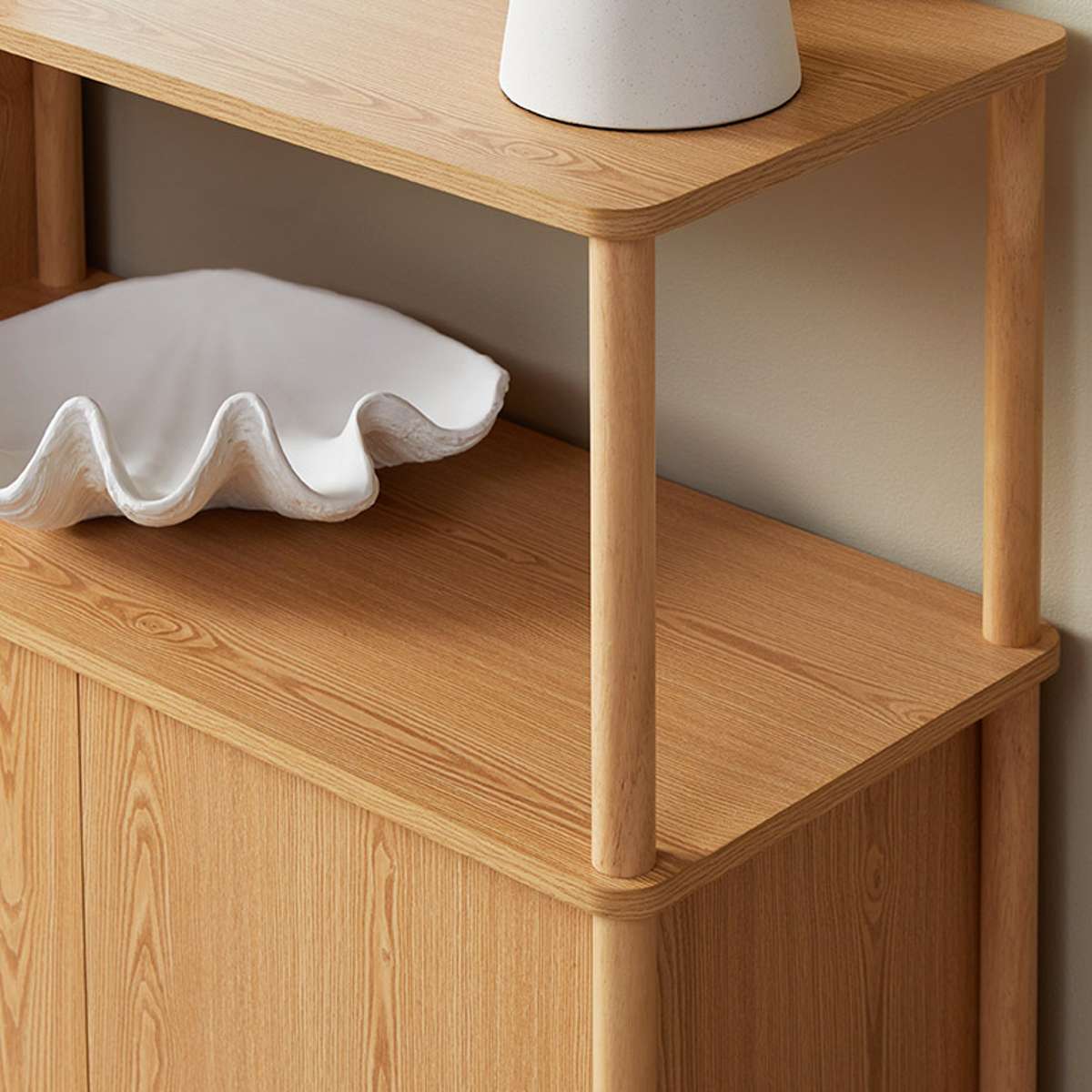 Eden Low Shelf With Storage - Natural