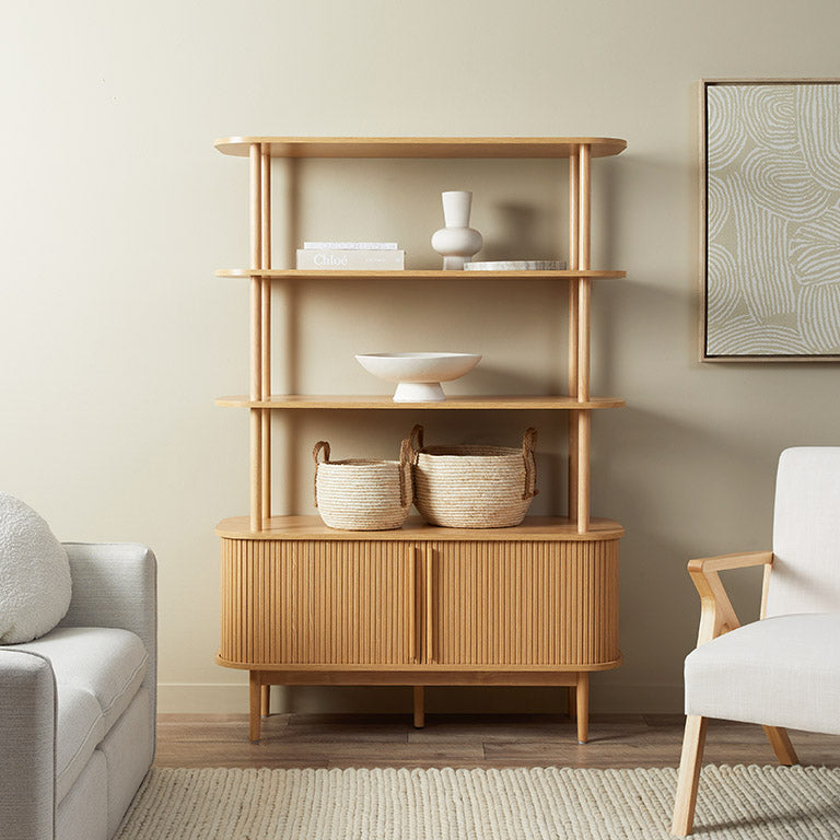 Maeve Shelf With Storage - Natural