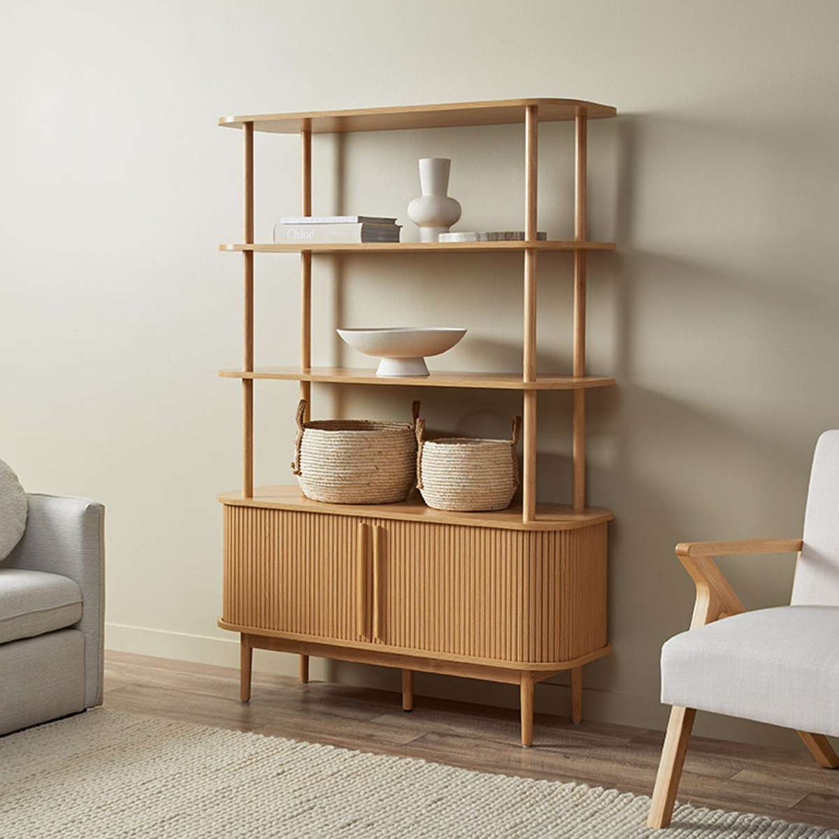 Maeve Shelf With Storage - Natural