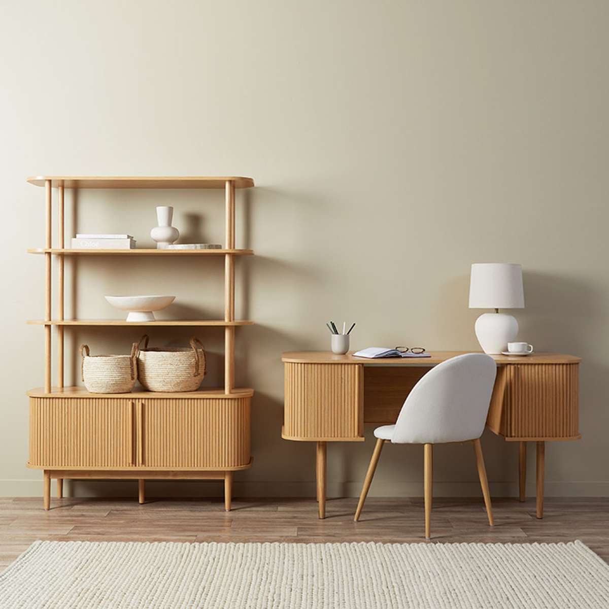 Maeve Shelf With Storage - Natural