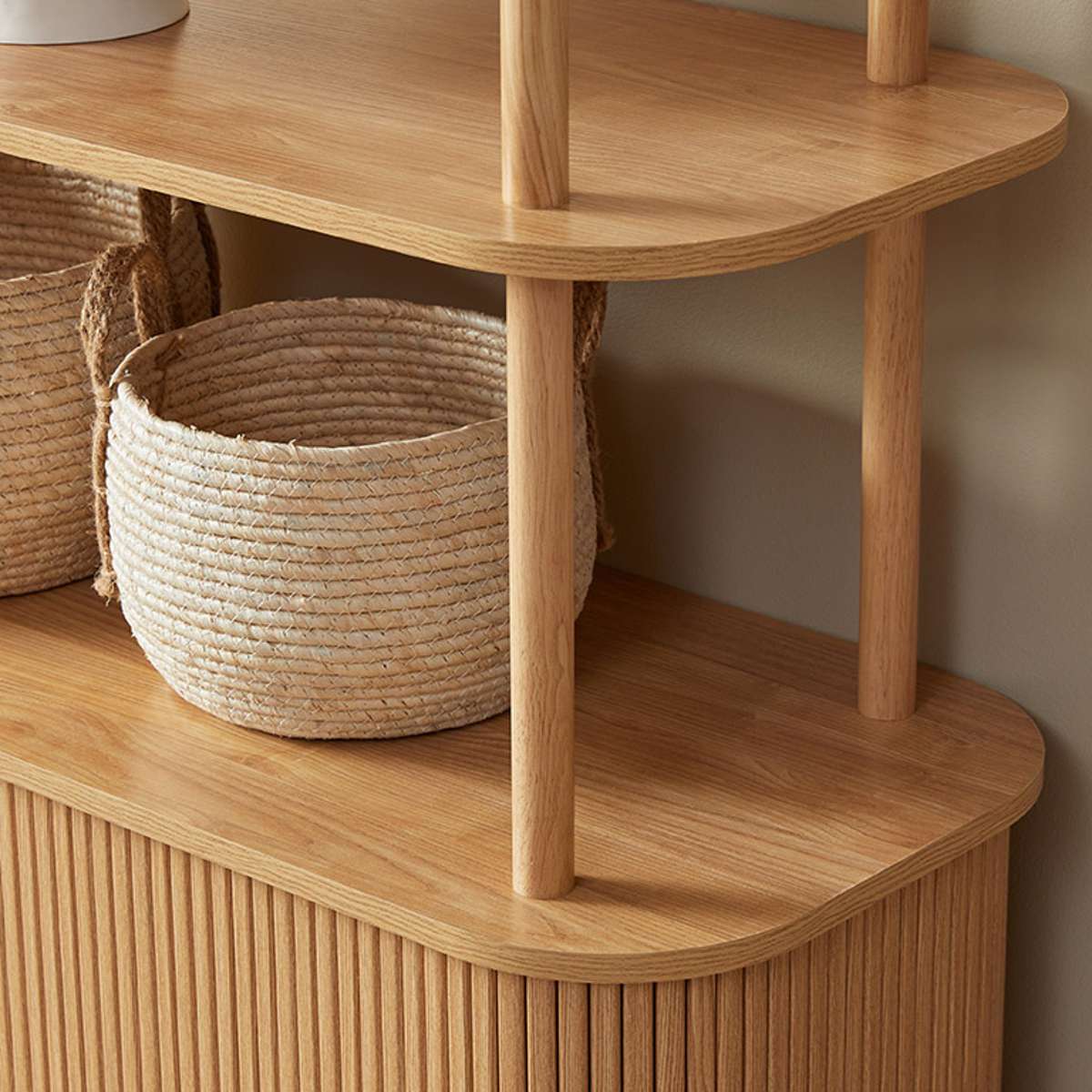 Maeve Shelf With Storage - Natural