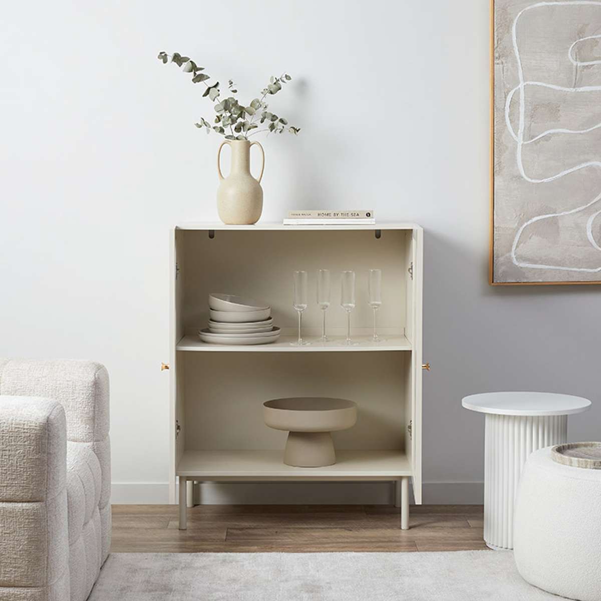 Remi Wavey Cabinet - Beige