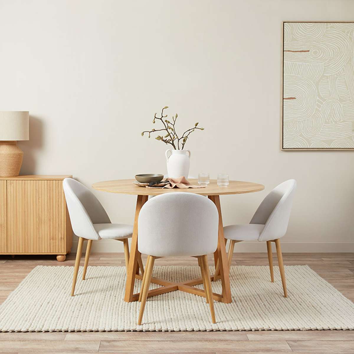 Kyoto Round Four Seater Dining Table - Natural