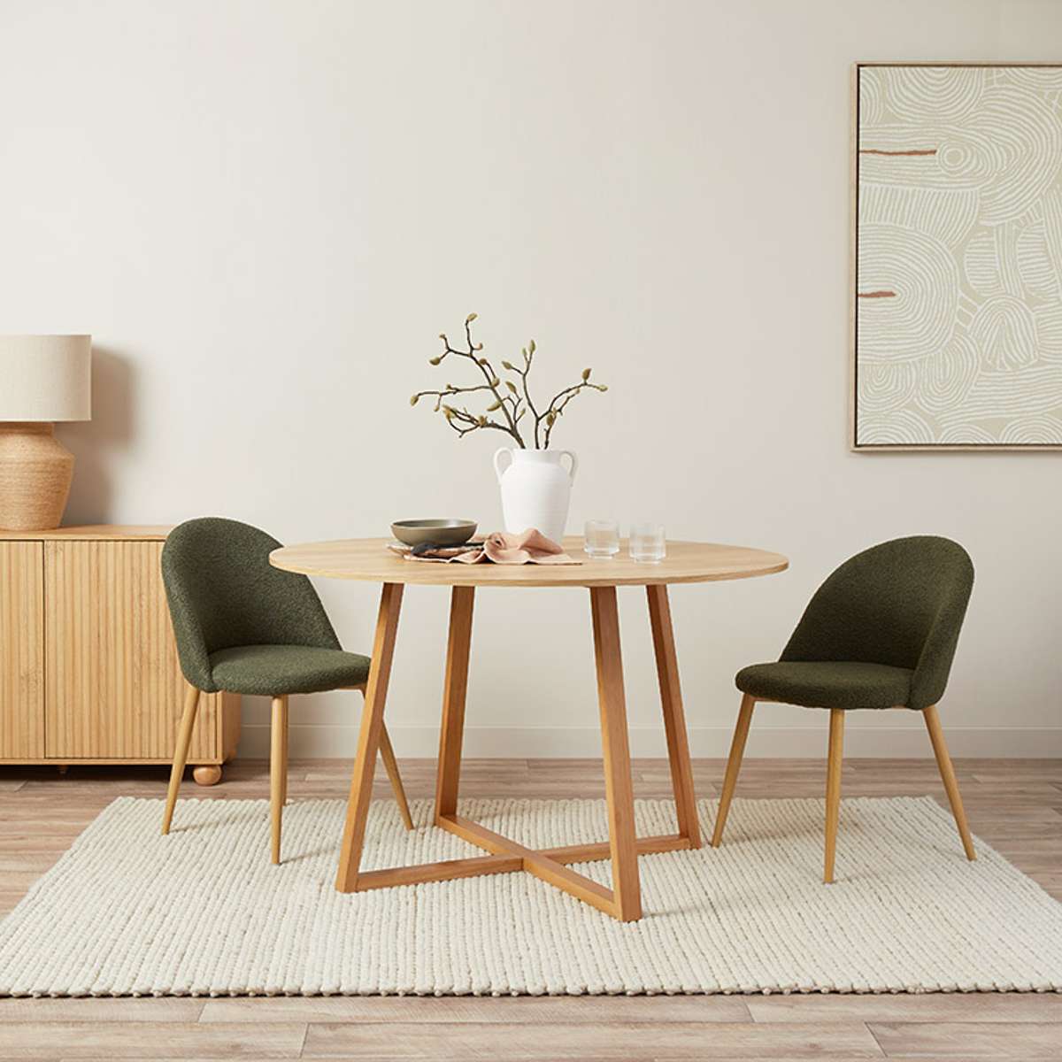 Kyoto Round Four Seater Dining Table - Natural