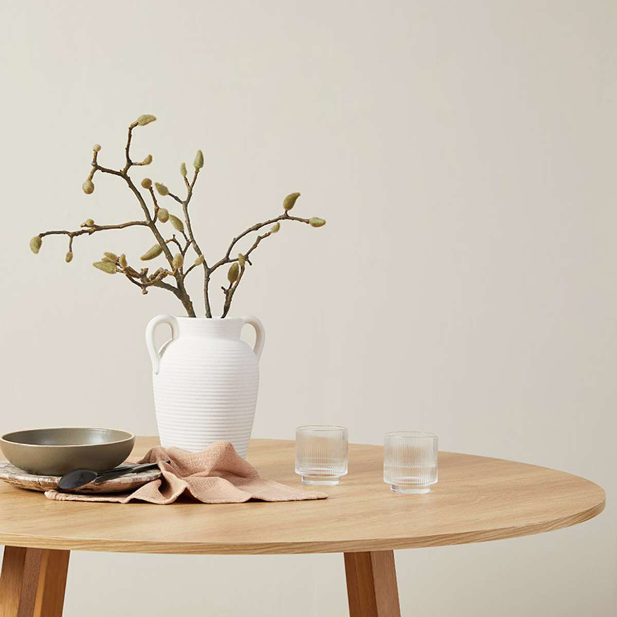 Kyoto Round Four Seater Dining Table - Natural