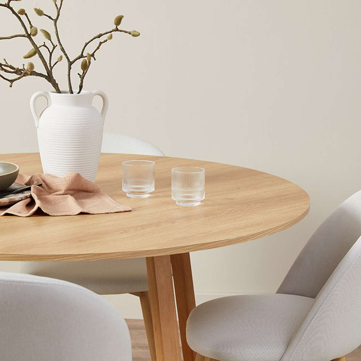 Kyoto Round Four Seater Dining Table - Natural