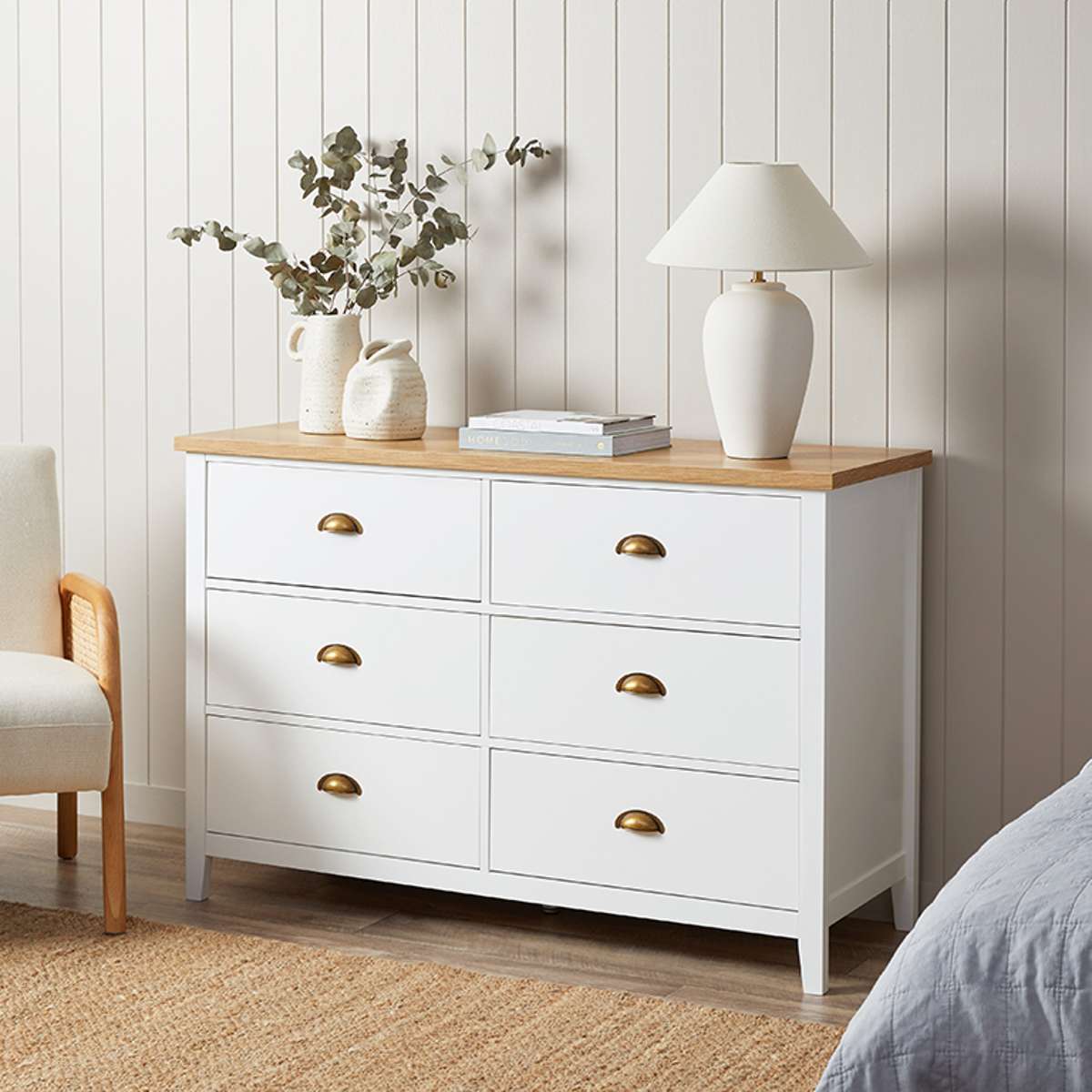 Hastings Six Drawer - White/Natural