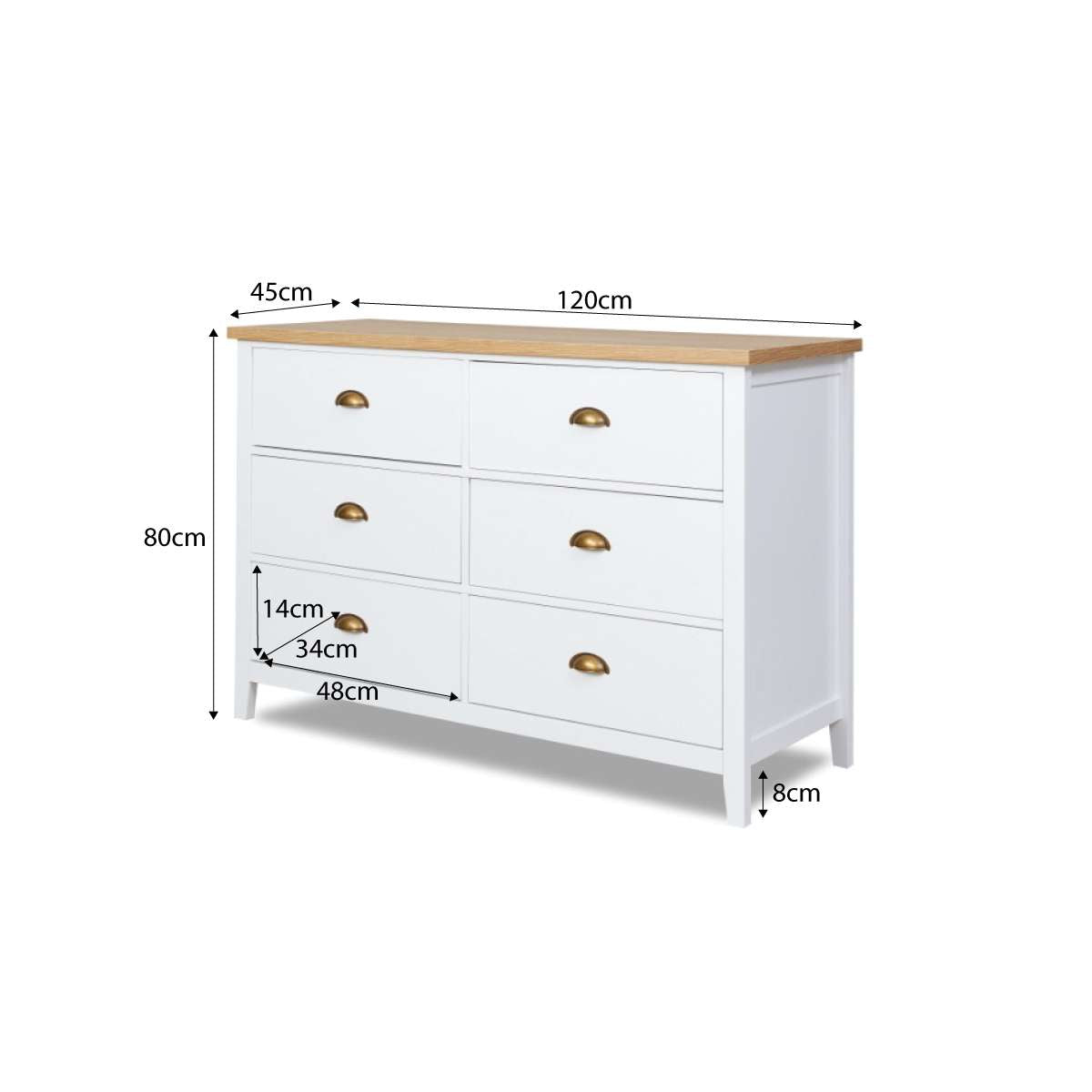 Hastings Six Drawer - White/Natural