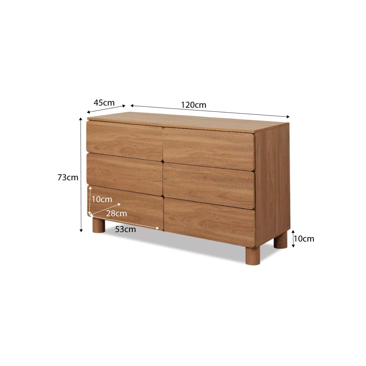 Leeroy Six Drawer - Hazelnut