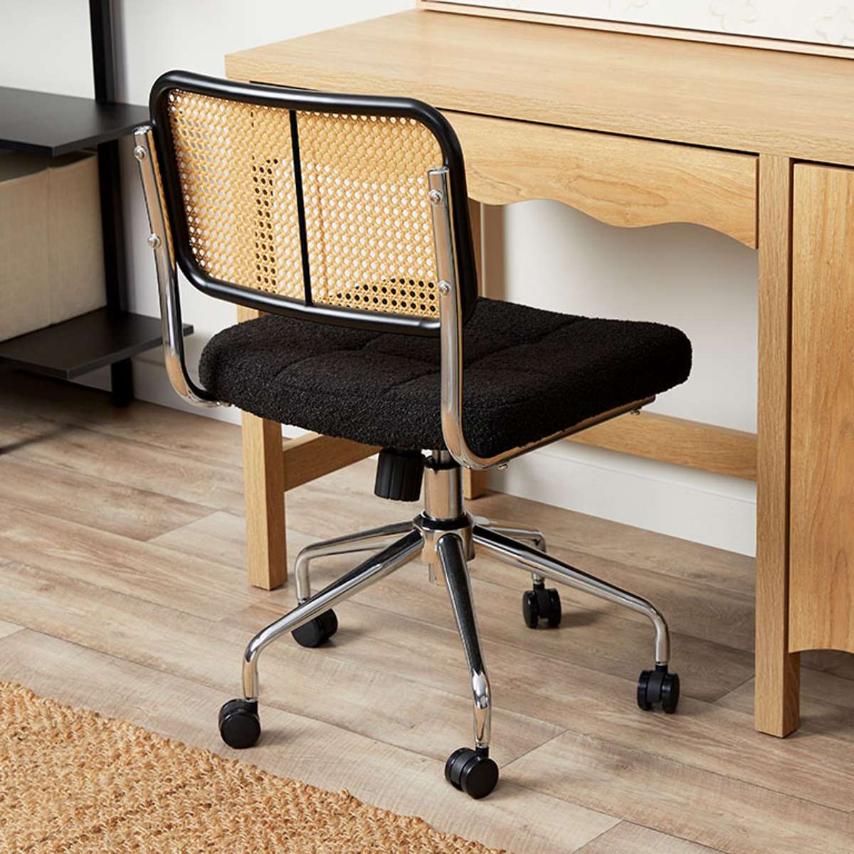 Asher Rattan Office Chair - Black/Natural