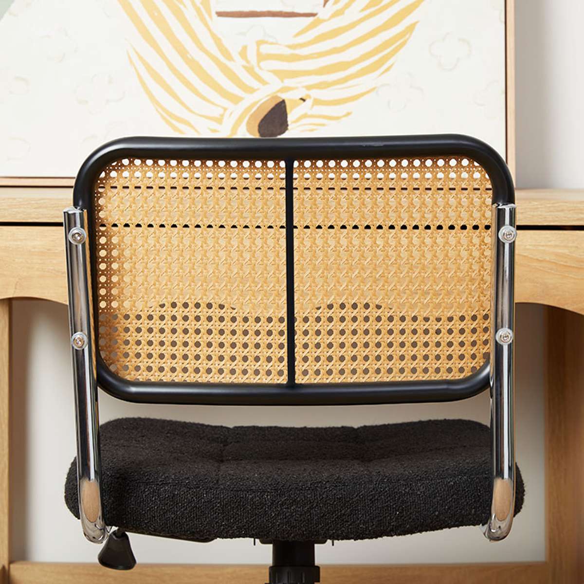 Asher Rattan Office Chair - Black/Natural