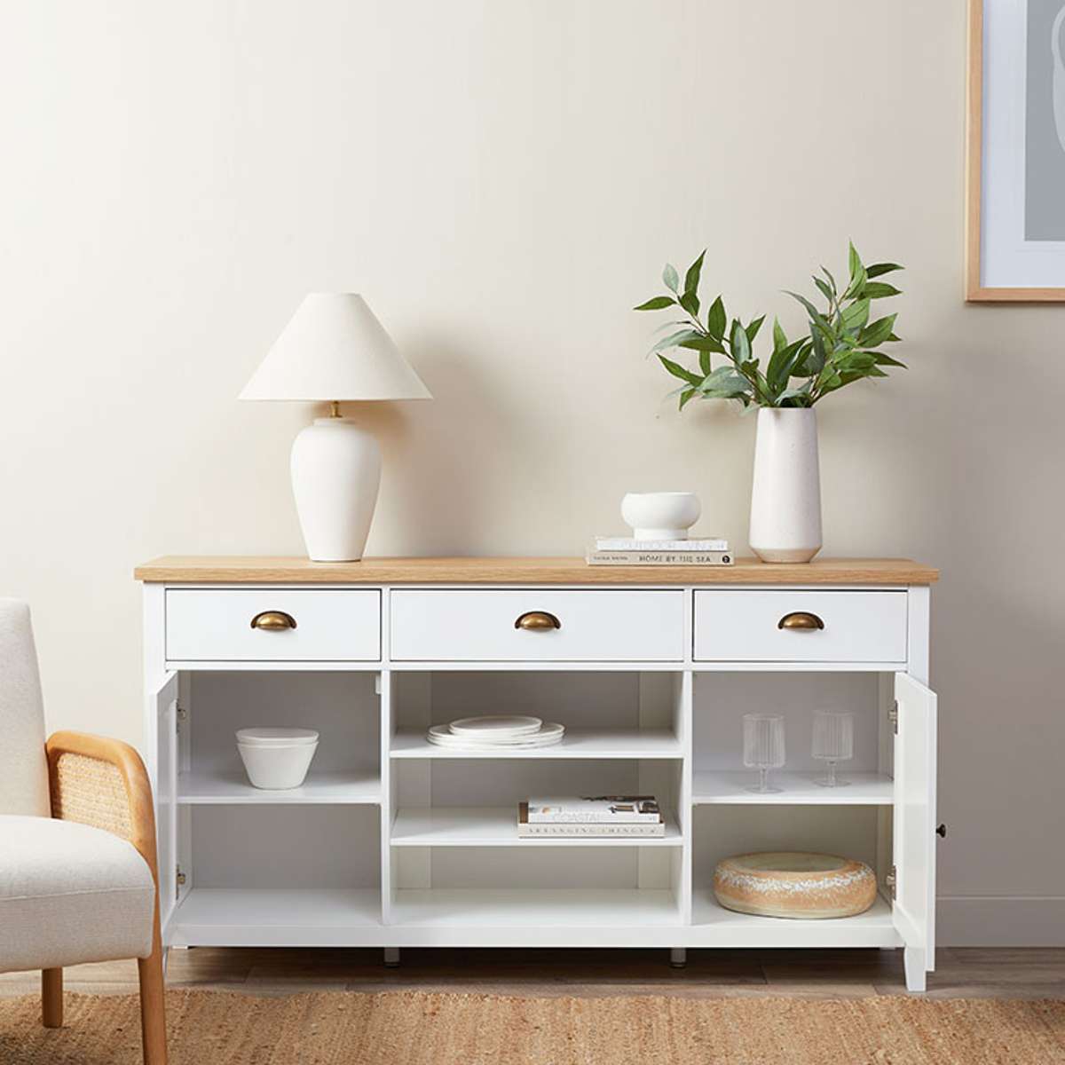 Hastings Buffet - White/Natural