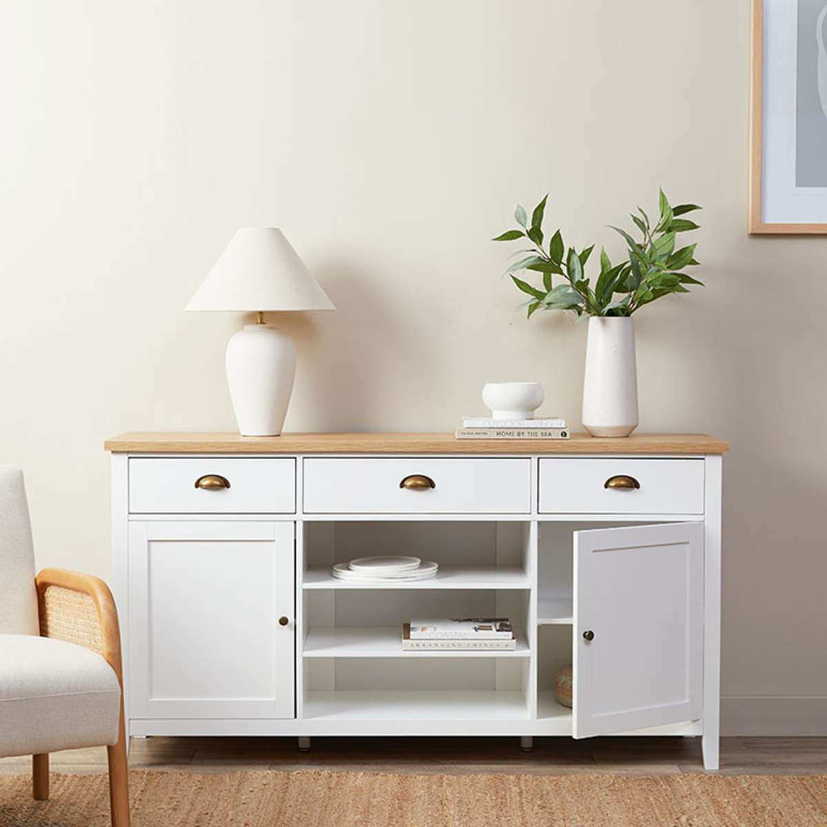 Hastings Buffet - White/Natural