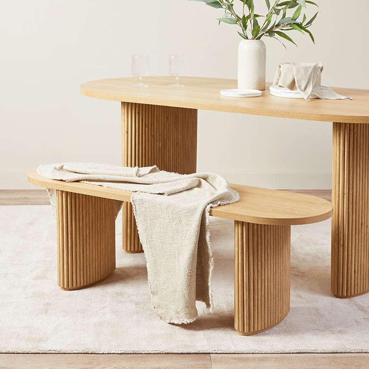 Amara Table Bench and Mateo Six Piece Dining Set