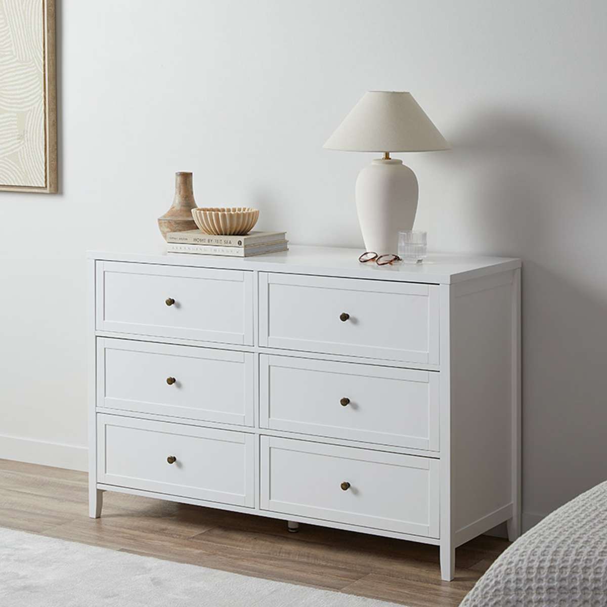 Cove Six Drawer - White