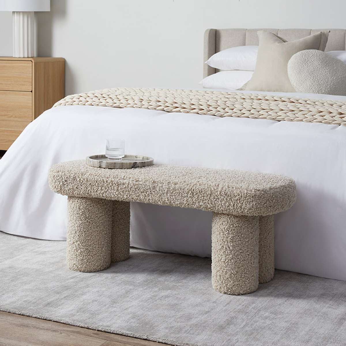 Shea Sherpa Bench Seat - Beige