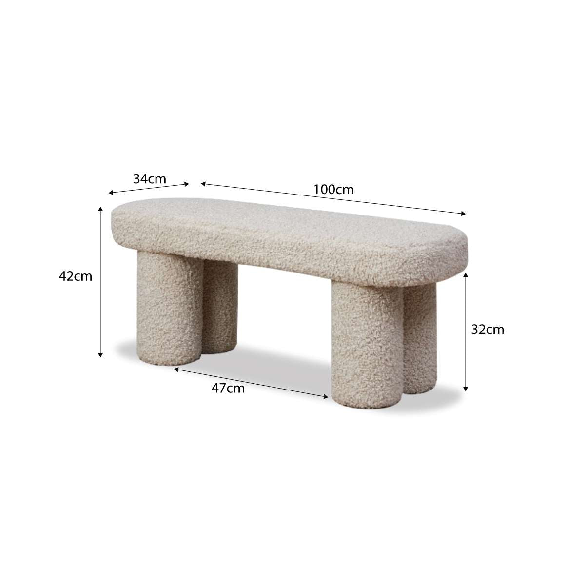 Shea Sherpa Bench Seat - Beige