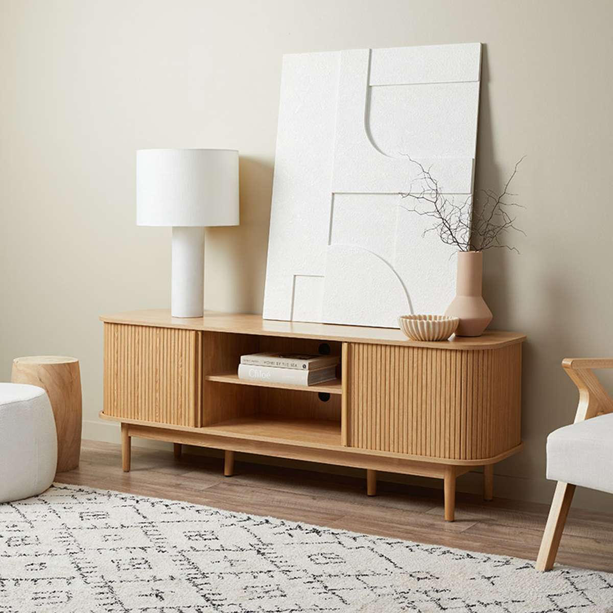 Maeve Entertainment Unit with Open Shelves - Natural