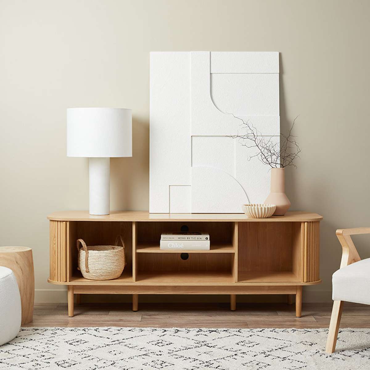 Maeve Entertainment Unit with Open Shelves - Natural