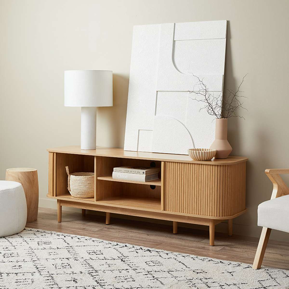 Maeve Entertainment Unit with Open Shelves - Natural