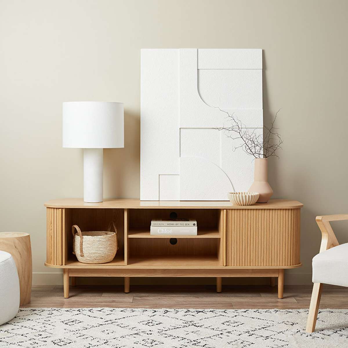 Maeve Entertainment Unit with Open Shelves - Natural