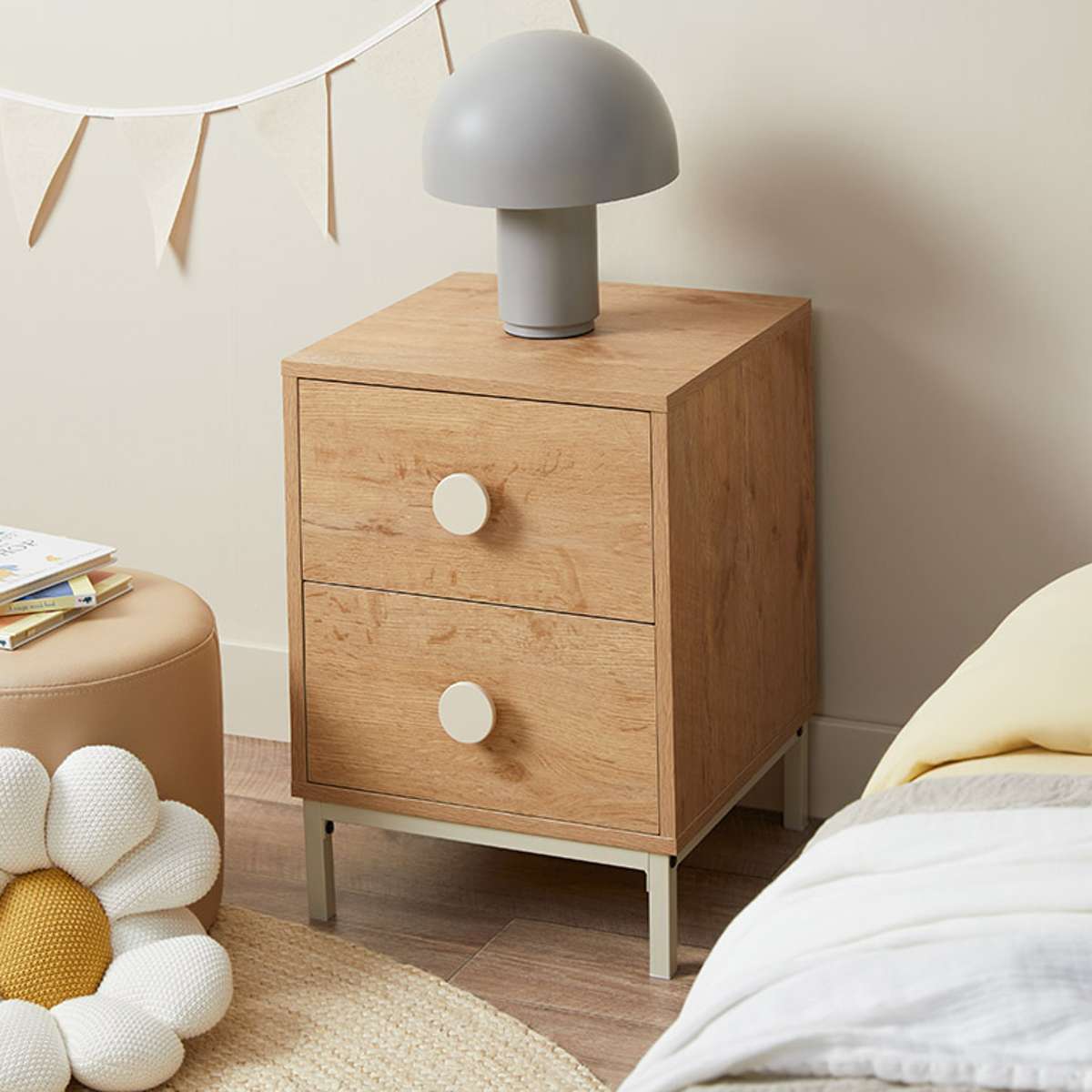 Spotty Bedside Table - Cream