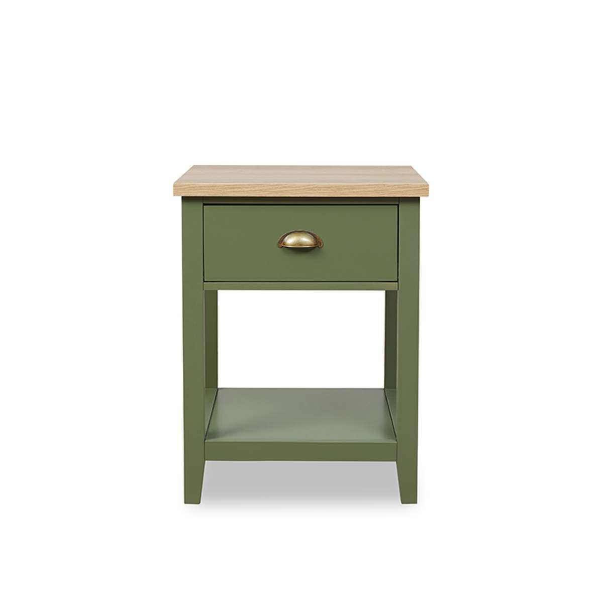 Hastings Bedside Table - Olive Green/Natural