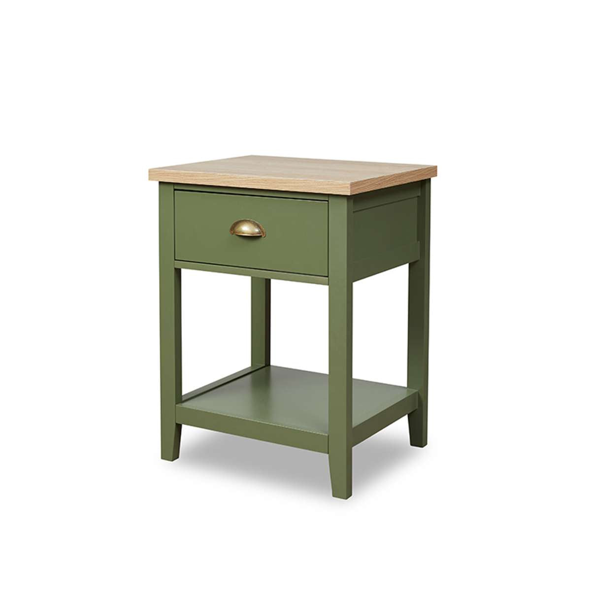 Hastings Bedside Table - Olive Green/Natural