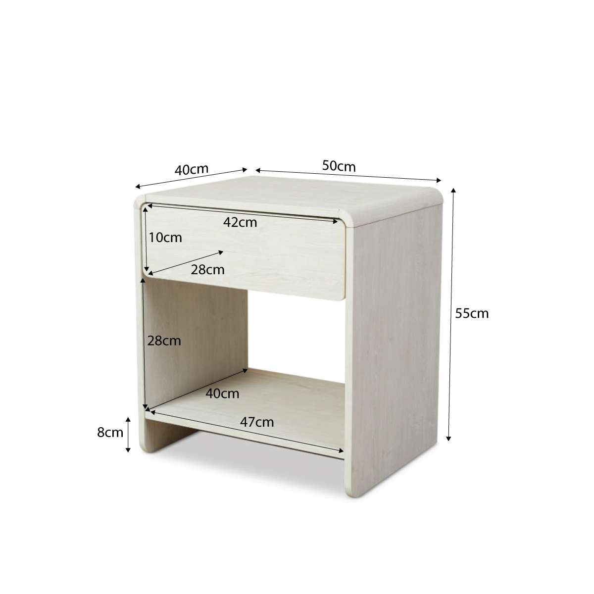 Owen Bedside Table - Cream