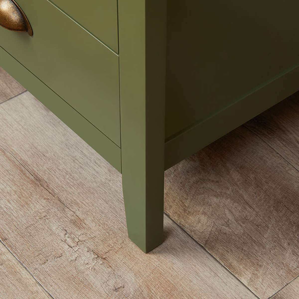 Hastings Three Drawer Bedside Table - Olive Green/Natural