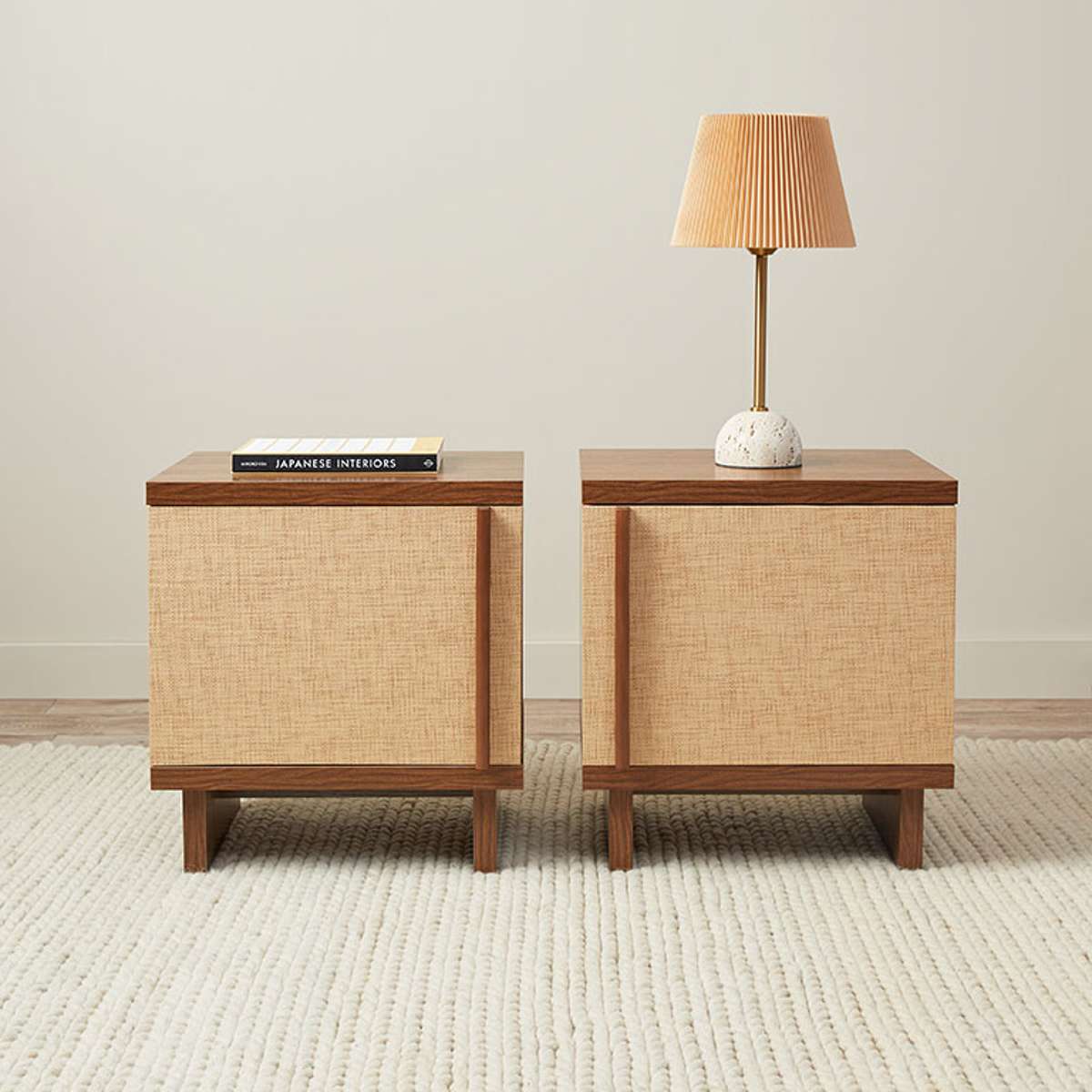 Minato Textured Bedside Table - Walnut