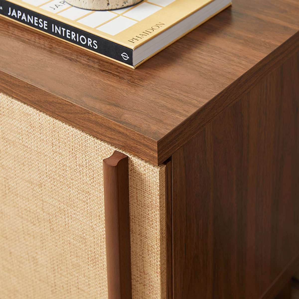 Minato Textured Bedside Table - Walnut