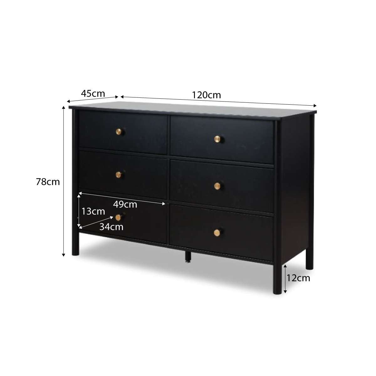 Delaney Six Drawer - Black