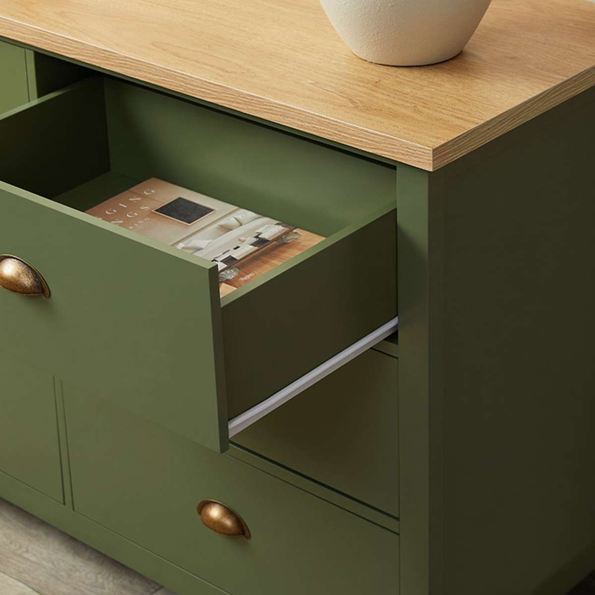 Hastings Six Drawer - Olive Green/Natural