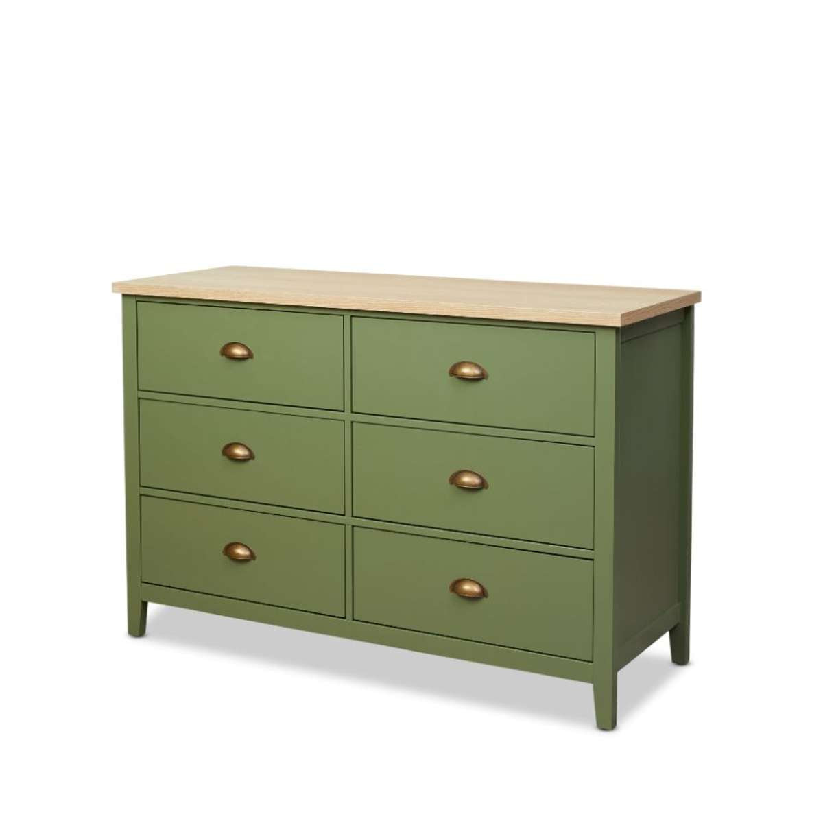 Hastings Six Drawer - Olive Green/Natural