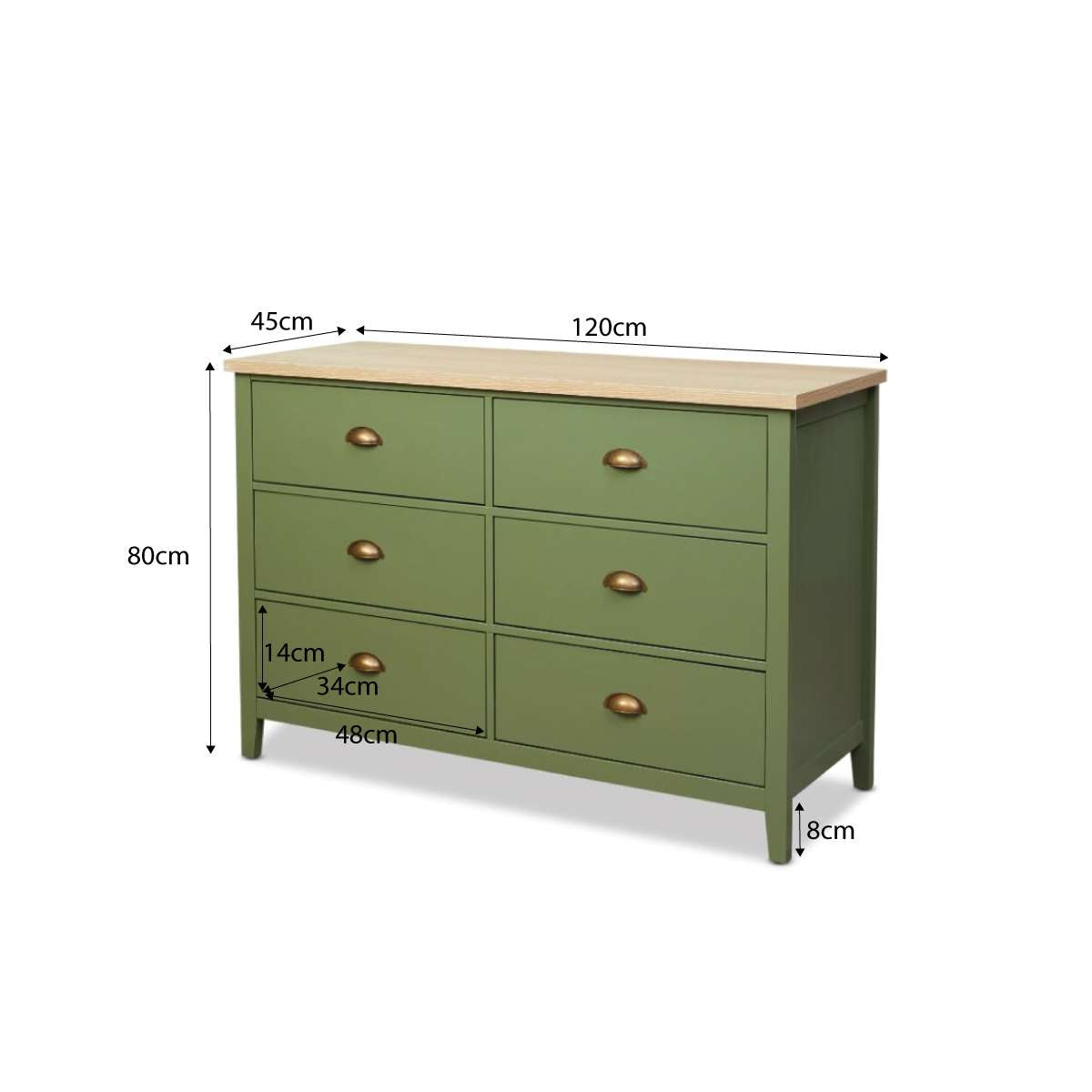 Hastings Six Drawer - Olive Green/Natural