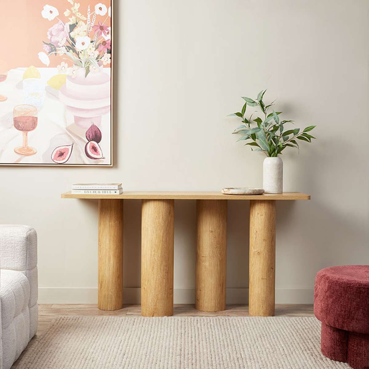 Otis Chunky Leg Console Table - Natural