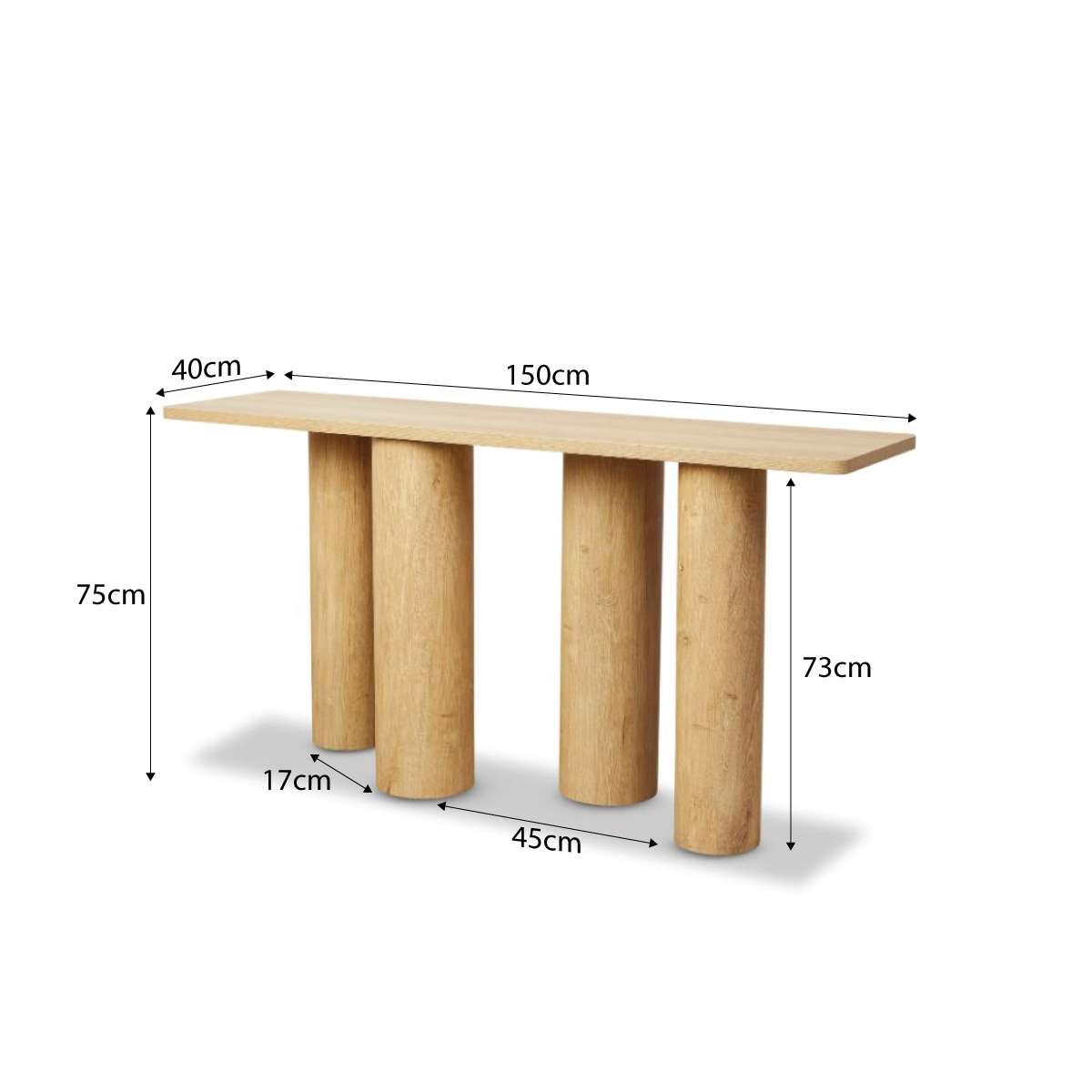 Otis Chunky Leg Console Table - Natural