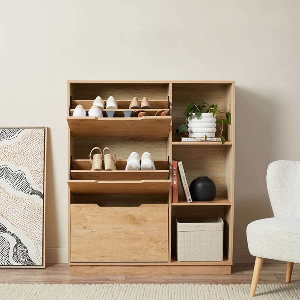 Zack Shoe Cabinet - Natural