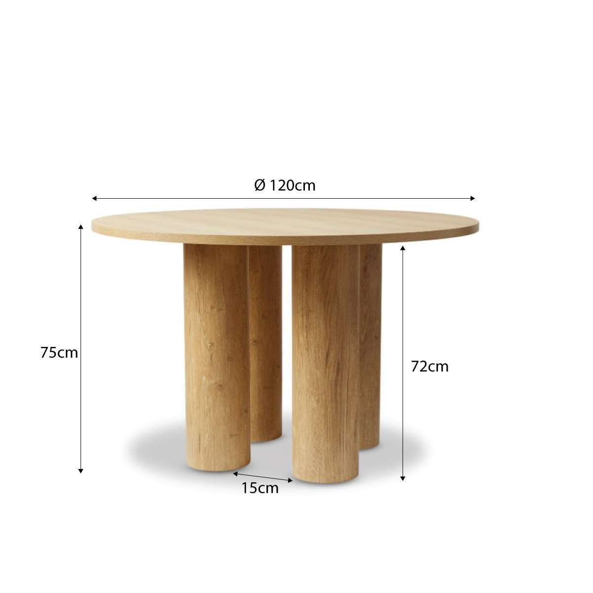 Otis Round Four Seater Dining Table - Natural