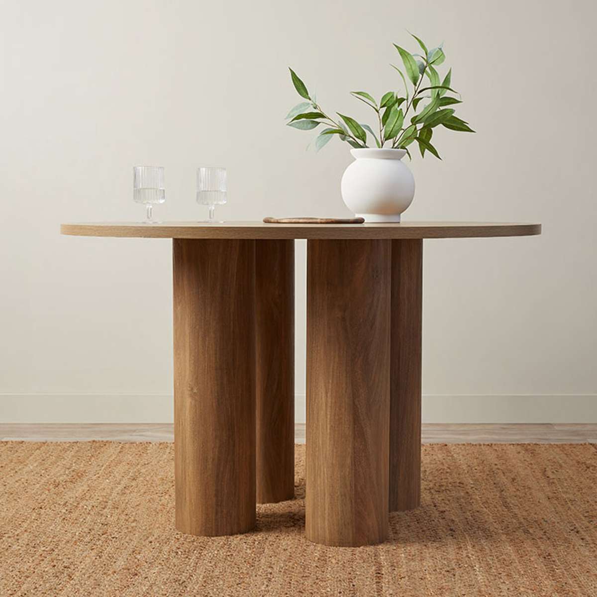 Otis Round Four Seater Dining Table - Pecan