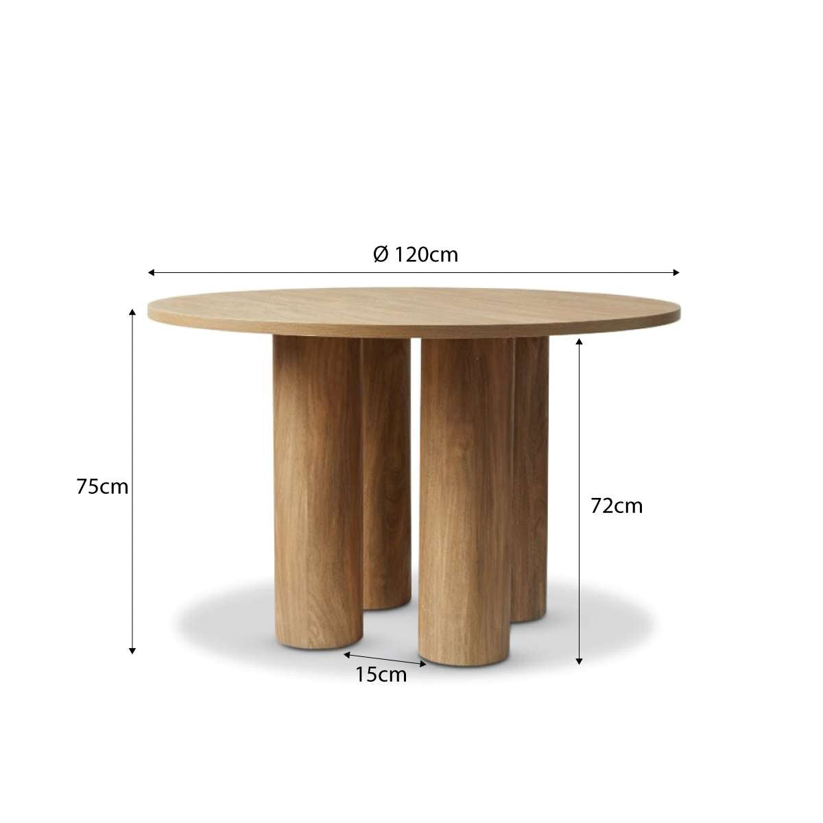 Otis Round Four Seater Dining Table - Pecan