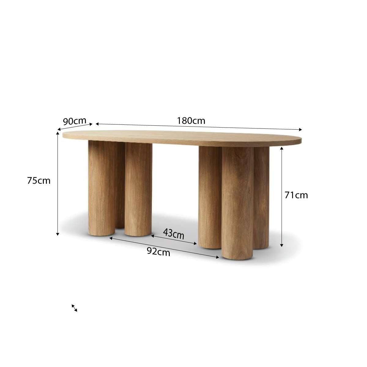 Otis Six Seater Dining Table - Pecan