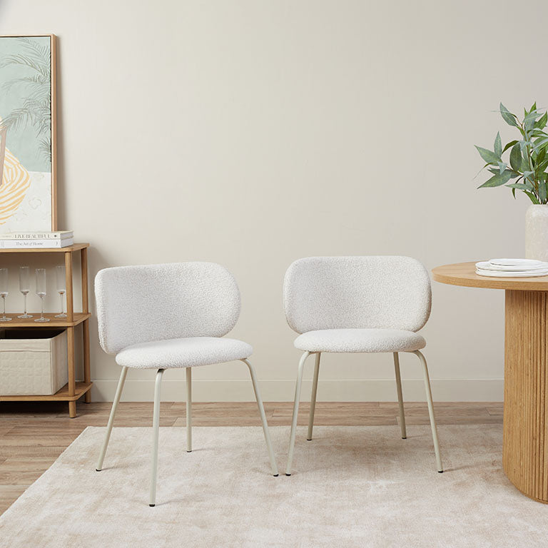 Willa Curved Dining Chair - Set of Two - Cream