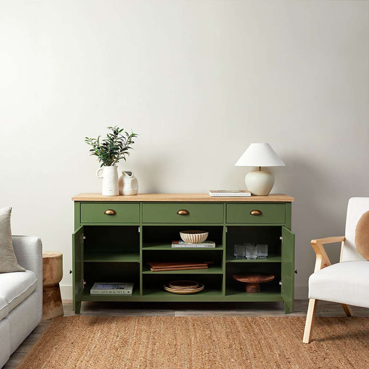 Hastings Buffet - Olive Green/Natural