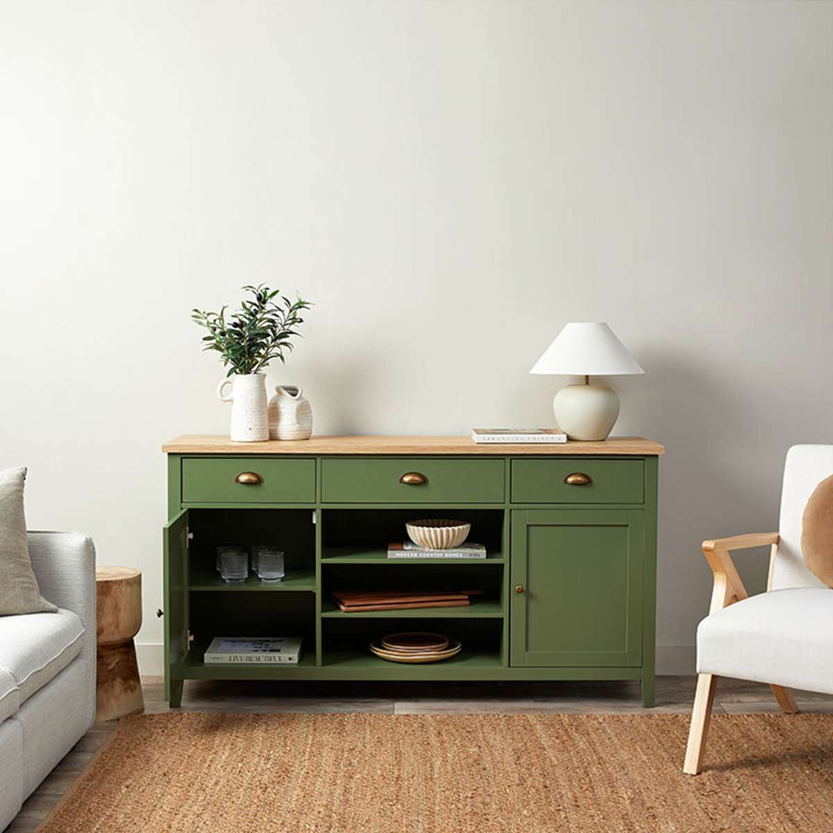 Hastings Buffet - Olive Green/Natural