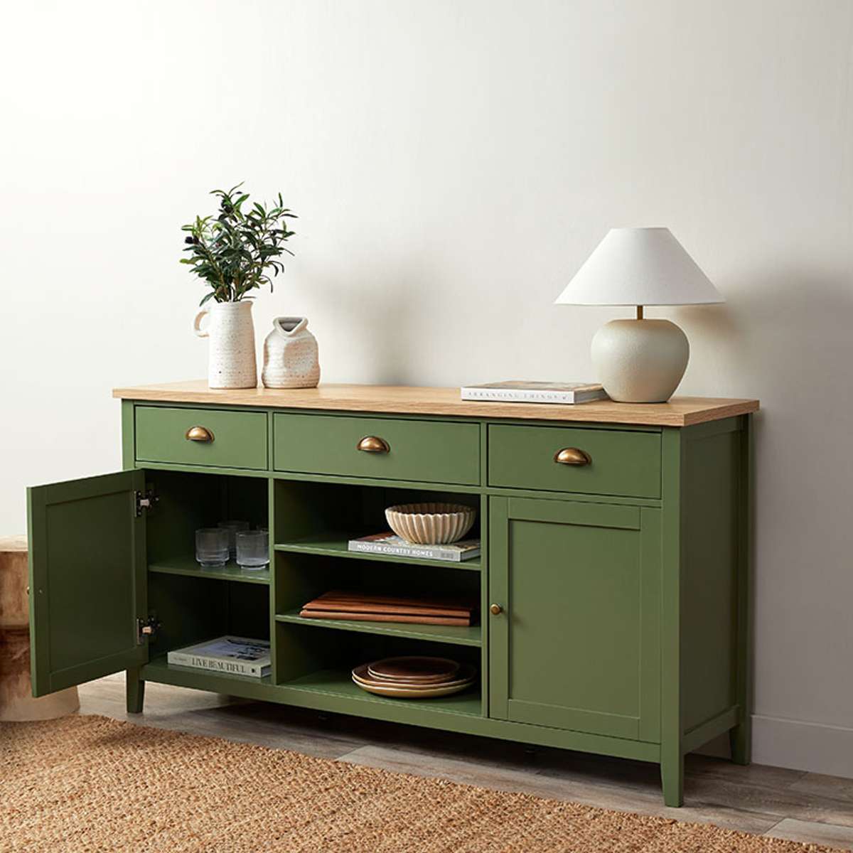 Hastings Buffet - Olive Green/Natural